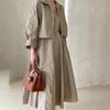 Spring and Autumn Fashion Casual Solid Color Simple Long Skirt Jacket Two-piece Suit