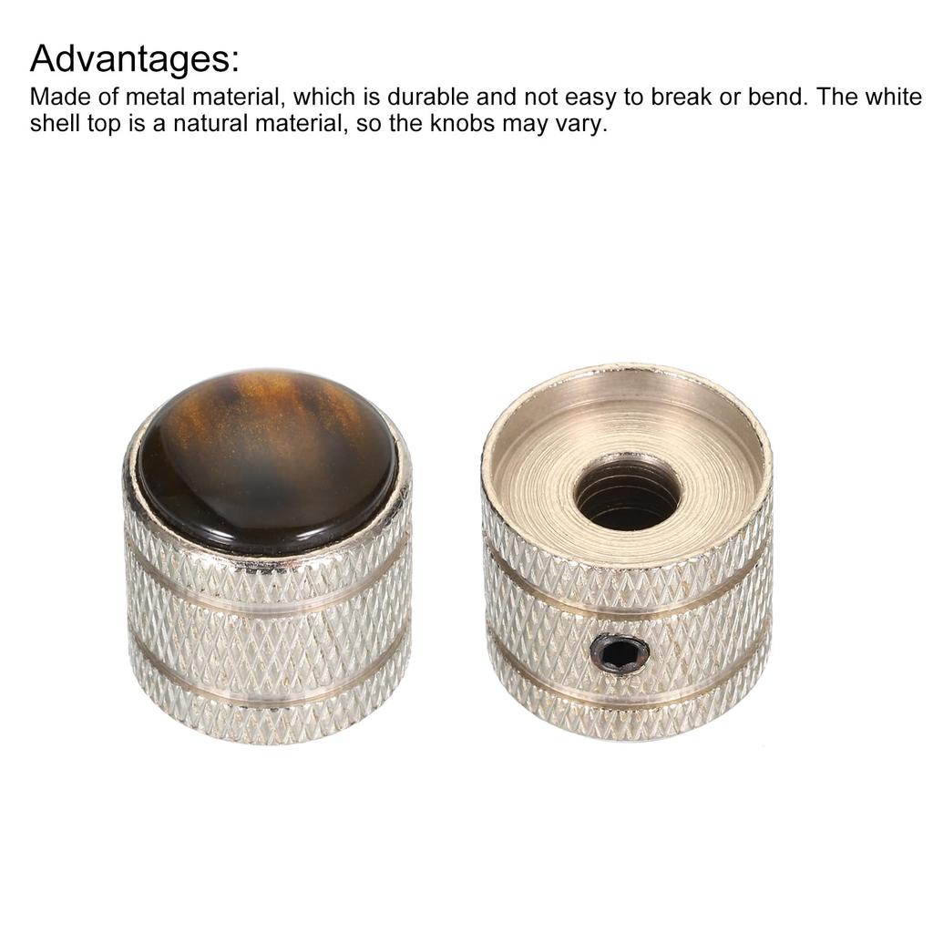 uxcell Dome Abalone Silver Volume Tone Electric Includes Internal Hex Wrench 2-Pack Knobs, 6mm, Top, Metal, & Control, Guitar,