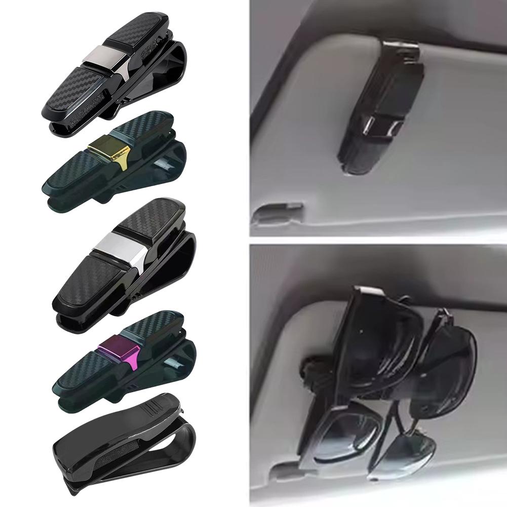 Автомобильный зажим для очков под карбон, держатель для солнцезащитных очков на козырек, регулируемый на 180 градусов, универсальный фиксатор для карт и билетов