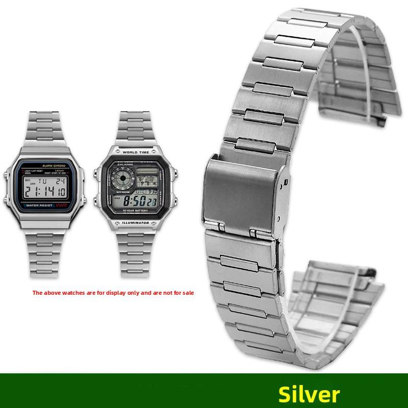 18 мм Нержавеющая сталь Ремешок для часов Casio A158/159/A168/169/F91W AQ-S810/AE1200/1300 Серии Металлический ремешок для часов Мужчины Женщины Браслет