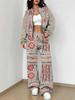 Splicing autumn and winter new European and American women's clothing retro pattern printing suit women