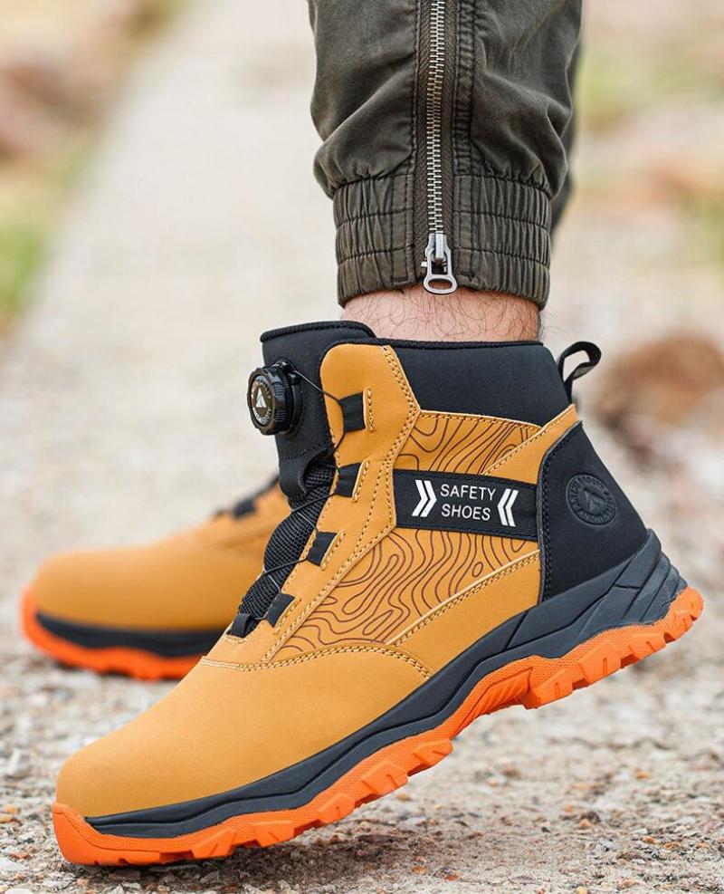 Fashion Leather Waterproof Men Work Safety Boots Anti Nail Anti Slip Wear-Resistant Indestructib Labor Protection Shoes Sneakers