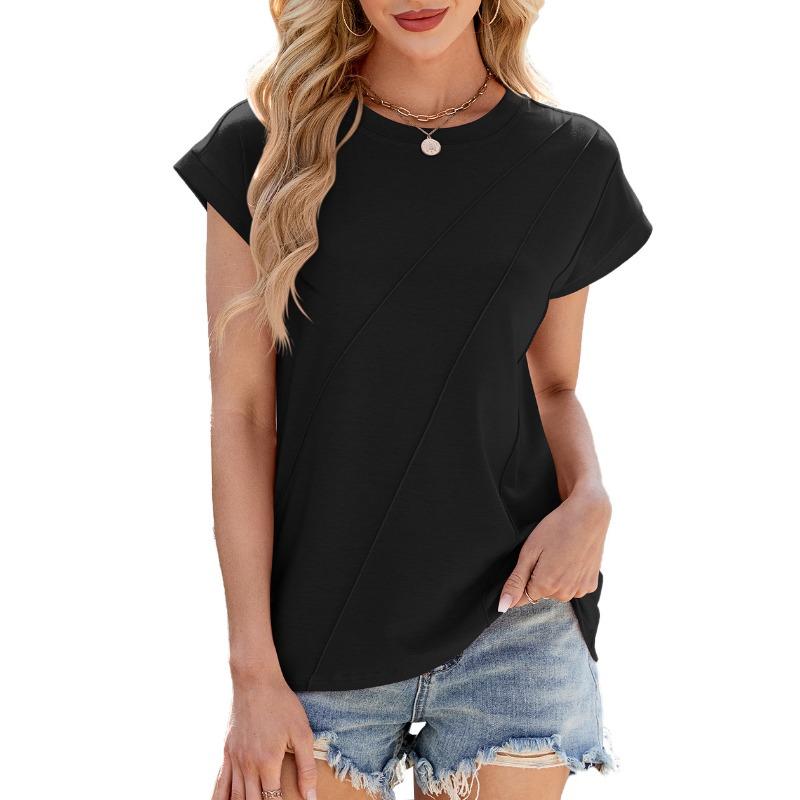 Women's Spring and Summer New Solid Color Round Neck Loose Short-sleeved T-shirt Top