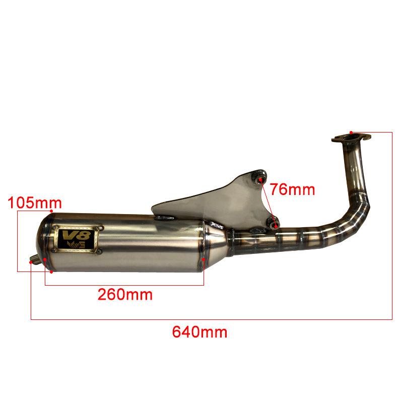 Custom BWS JOGV8DIO Exhaust Pipe for Large-Displacement V8 JOG50/JOG90 Motorcycles in Taiwan