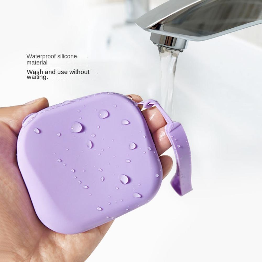 Morandi Color Silicone Coin Purse Square Lipstick Pouch Portable Mini Storage Bag Travel