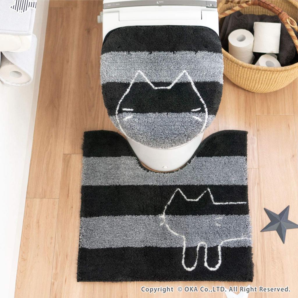OKA Uchineko Toilet Mat, Gray, Approx. 60 x 60 cm