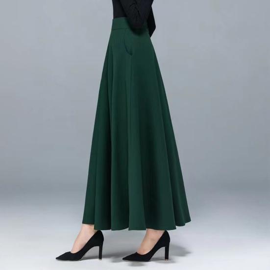 Макси-юбка с высокой талией А-силуэта Длинная юбка с карманами Дышащая Утягивающая Дизайн с большим подолом Юбка для офисной леди