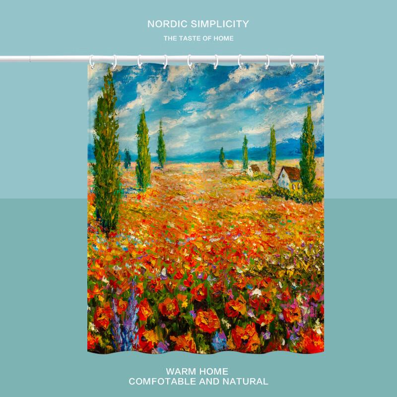 Artistic Print Shower Curtain with Hooks