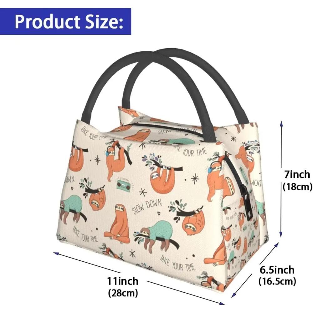 Забавная сумка для ланча с ленивцами, многоразовая, портативная, изолированная, с милым животным, большая сумка для ланча для женщин, мужчин, школы, работы, офиса