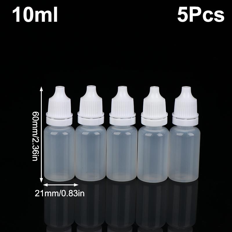 5Pcs Empty Plastic Dropper Bottles 3/5/10/15/20/30/50/100ml Squeezable Refillable for Paint Beauty Oil Ink Cosmetics Storage