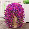 Outdoor Artificial Flowers, Realistic UV-Resistant Hanging Flowers, Trumpet Vine, Purple and Purple Red, for Porch, Patio