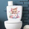 Самоклеящийся стикер на кошачий туалет Водонепроницаемый мультяшный настенный мурал для ванной комнаты Наклейки на стену с котами Крышка унитаза