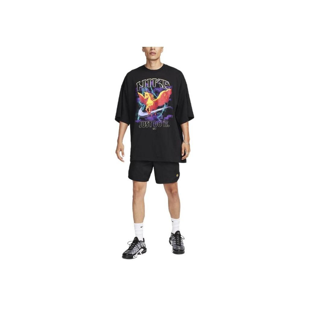 Nike Спортивная футболка с принтом букв, свободного кроя, с круглым вырезом и коротким рукавом, мужская, топы, черная FJ1089-010
