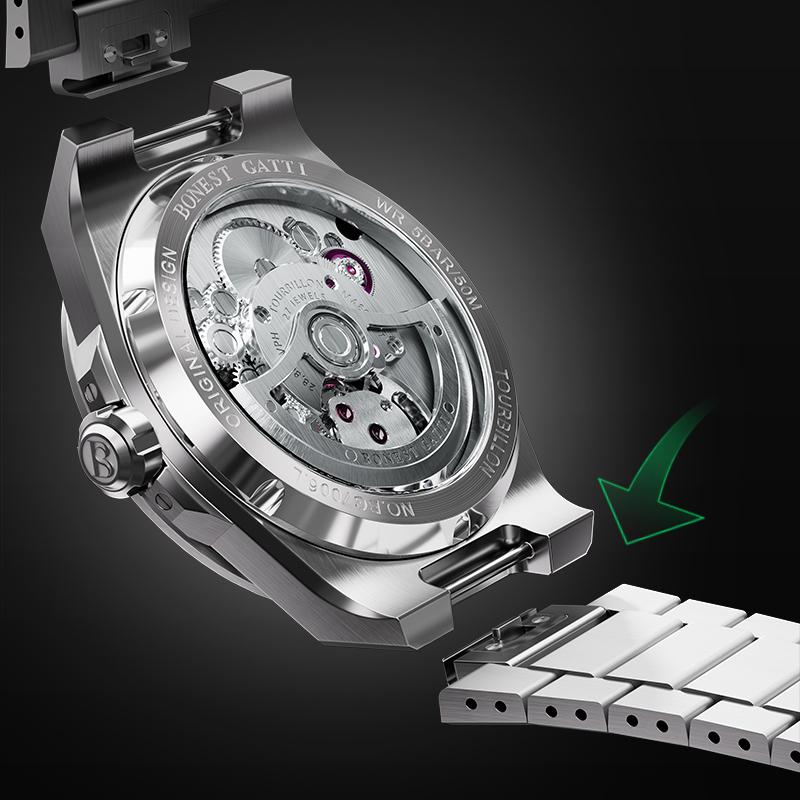 BONEST GATTI new German men's watch tourbillon watch men's mechanical watch carbon fiber luminous watch exquisite gift box
