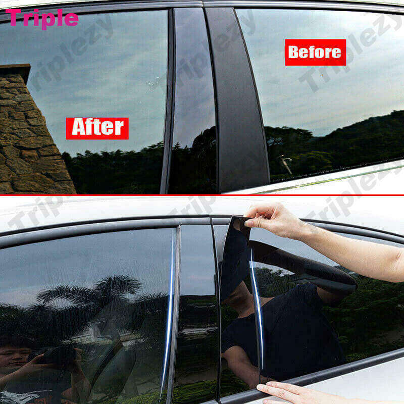 8 шт. Глянцевый черный/Углеродное волокно Накладка на стойку кузова (B, C), накладка на ручку двери, наклейка для Ford Everest Wildtrak 2015-