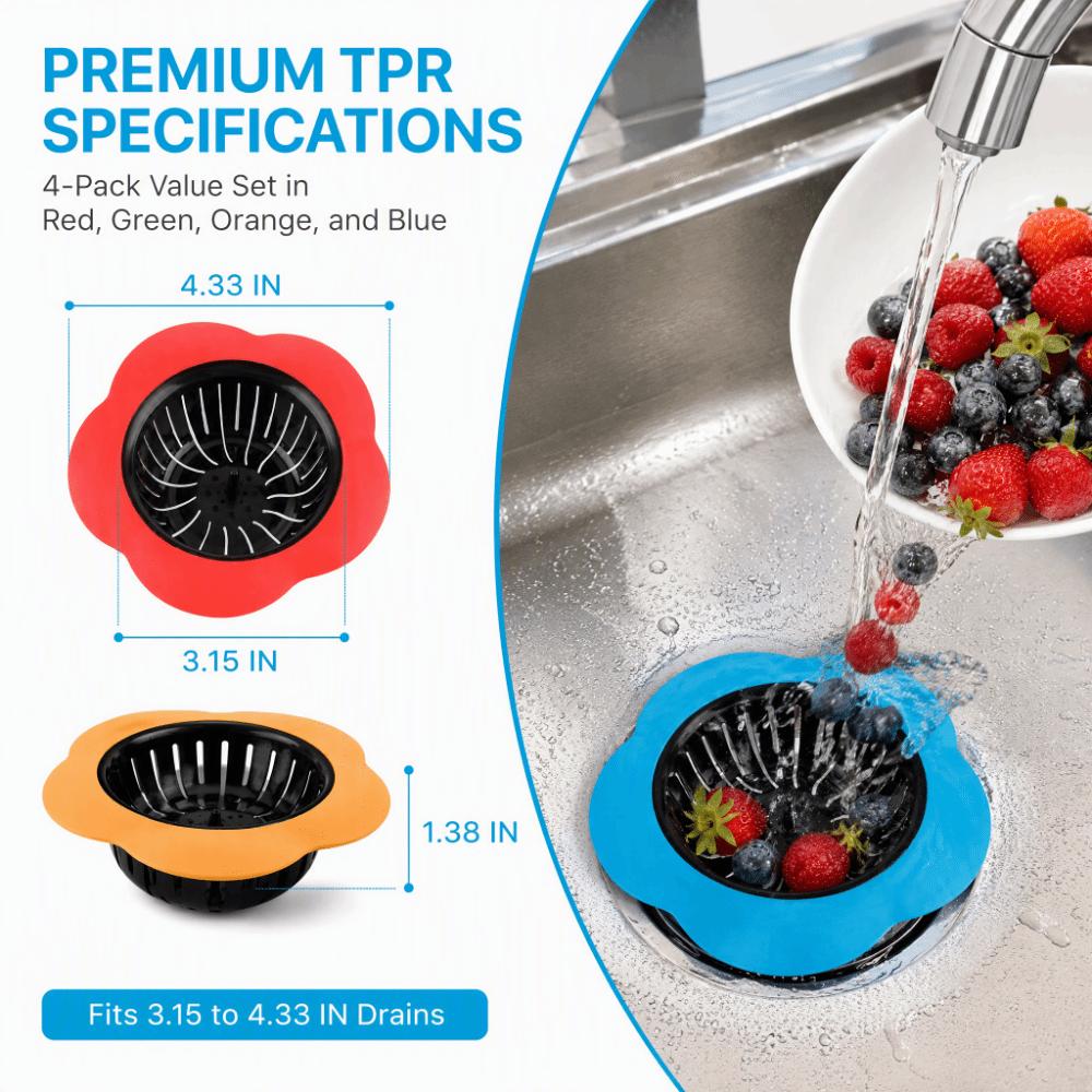 4 Pack Wide Rim Design Kitchen Sink Strainer 4.33 Inch Diameter Basin Sink Strainer  Kitchen