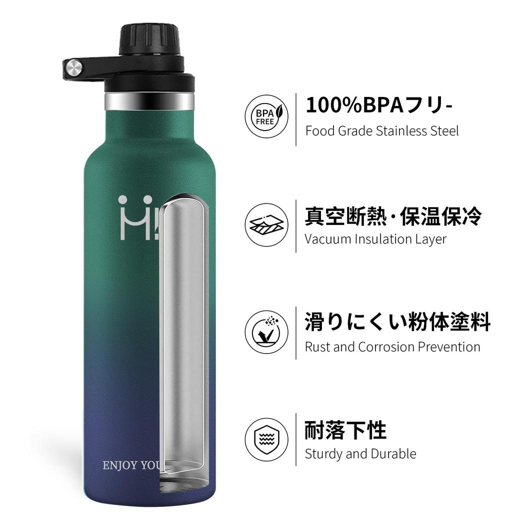 Бутылка для воды YANGYAO объемом 750 мл, термос с вакуумной изоляцией, совместимая с газированием, бутылка из нержавеющей стали с тканевым мешком, литр, легко мыть, легко пить