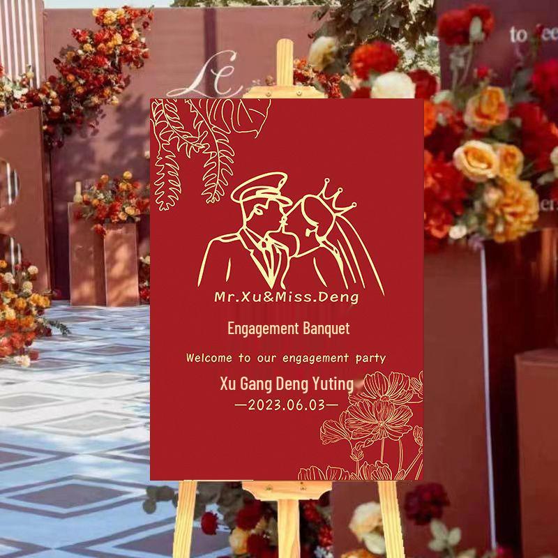 Индивидуальная свадебная церемония Приветственный знак: Направленный декор для помолвки с водным фоном