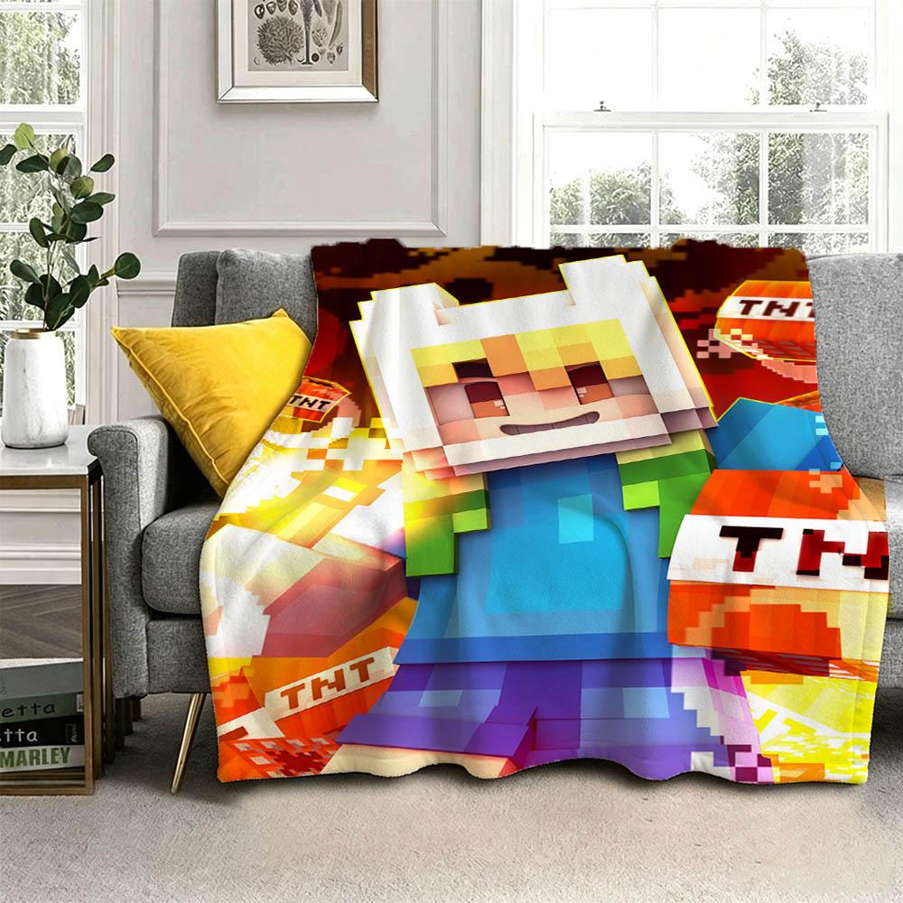 Movie M-Minecrafts Cartoon Game 2026 Retro Flannel Blanket Soft Throw Blanket Art For Home Decor Bedroom Bed Sofa Picnic Gifts