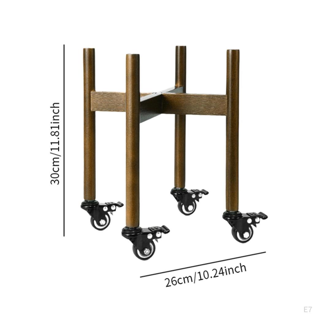 Plant Stand with Wheels Mobile Pot Rack Wood Holder Display Shelf Dolly Rolling