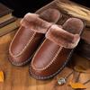 Женские и мужские новые осенние и зимние тапочки, домашние плюшевые нескользящие теплые кожаные тапочки, толстые тапочки из воловьей кожи, удобные оптом