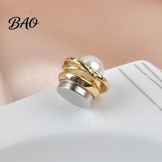 Secure Magnetic Pin Faux Pearl Button Pin, No Sew Safety Anti Exposure Buttons for Scarf Shirts Sweater, Reusable Clothing Decorative Brooch
