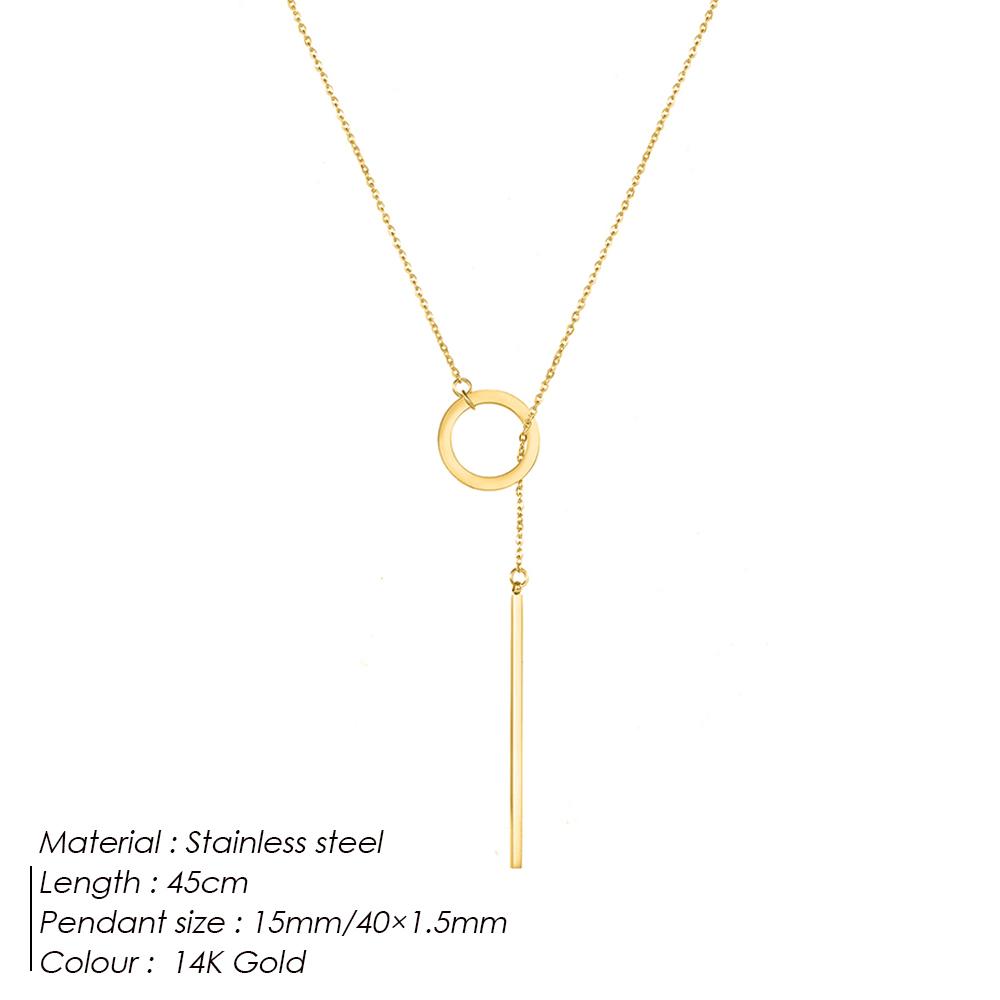 eManco Minimalist Round Rod Pendant Necklace Ladies Pearl Clavicle Necklace Leaf Long Chain Fashion Jewelry Statement Girl Gift