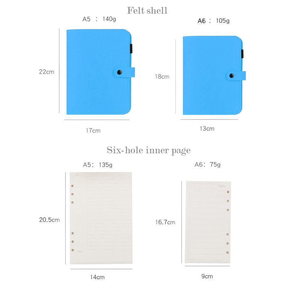 A5 A6 Portable Fashion Office Supplies Stationery Ring Binder Felt Notebook Felt Shell Portable Diary