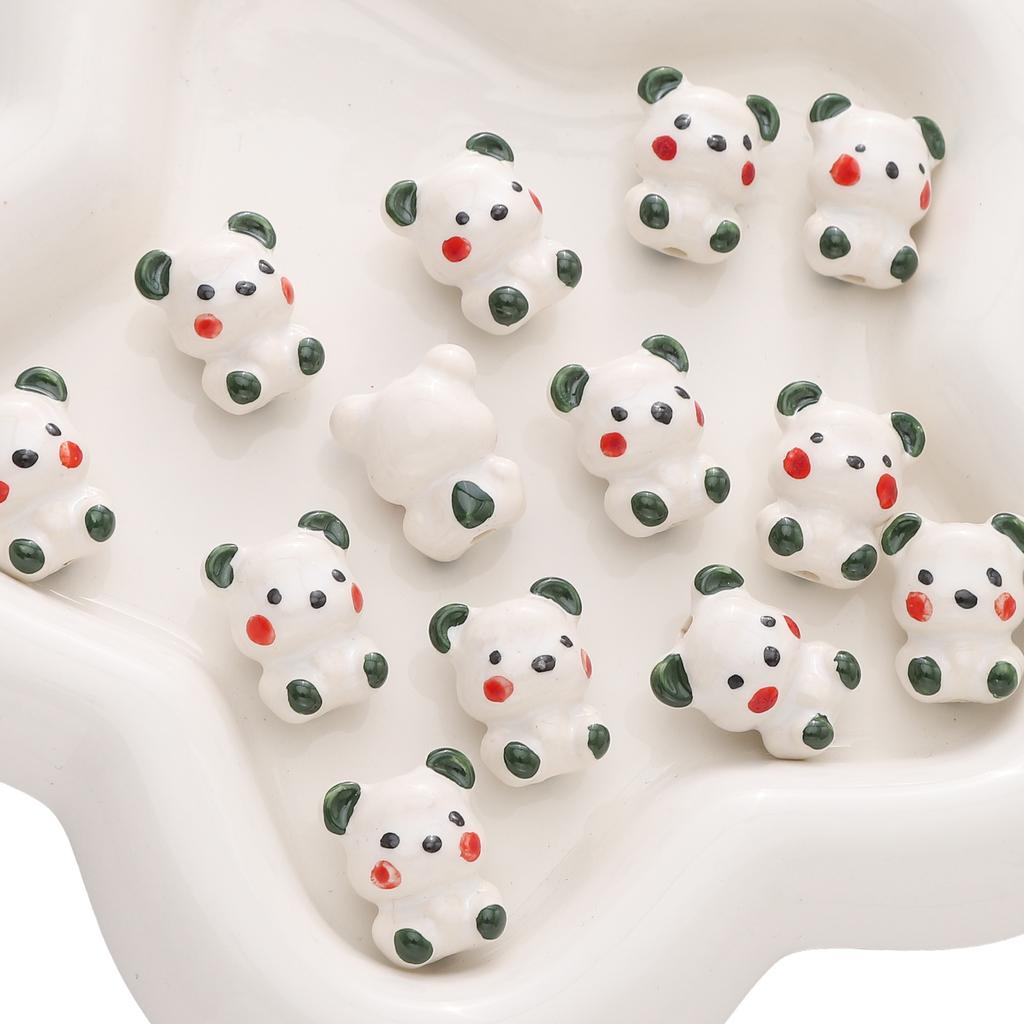 16x19mm Pickup Bear Ceramic Hand-painted Bead For DIY Bracelets Necklaces Jewelry Making