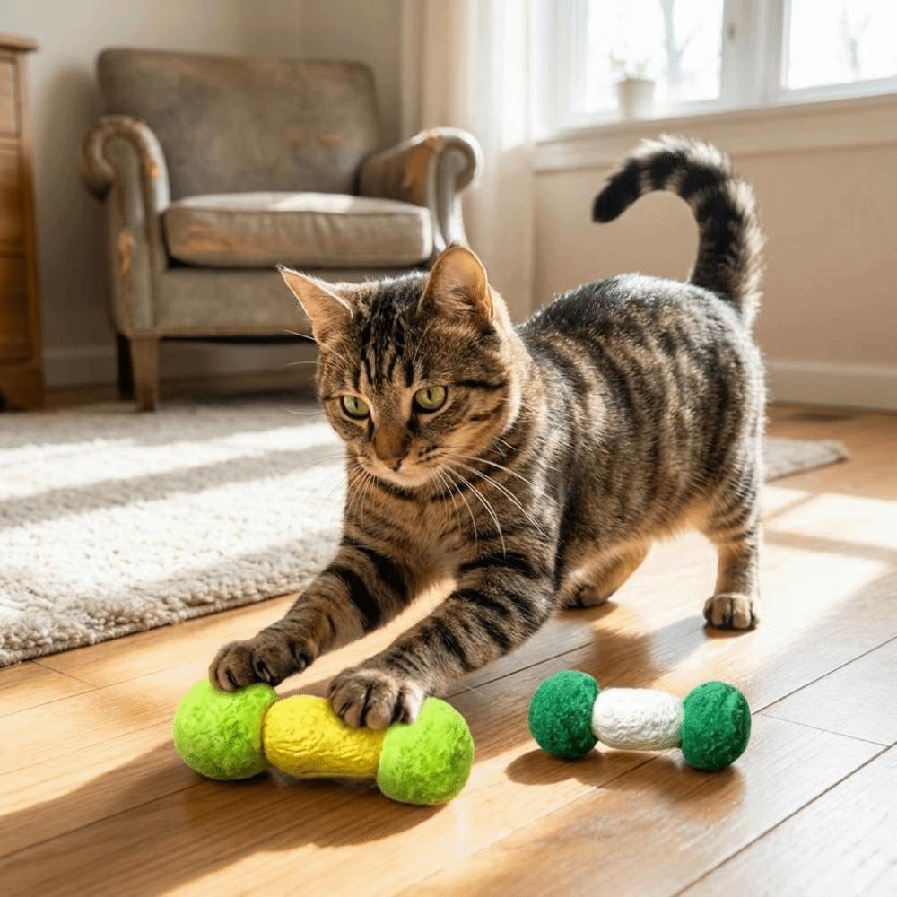 2PCS Soft Plush Cat Chew Toys Bite-Resistant Interactive Cat Toys Cat Teaser Toy Indoor Use