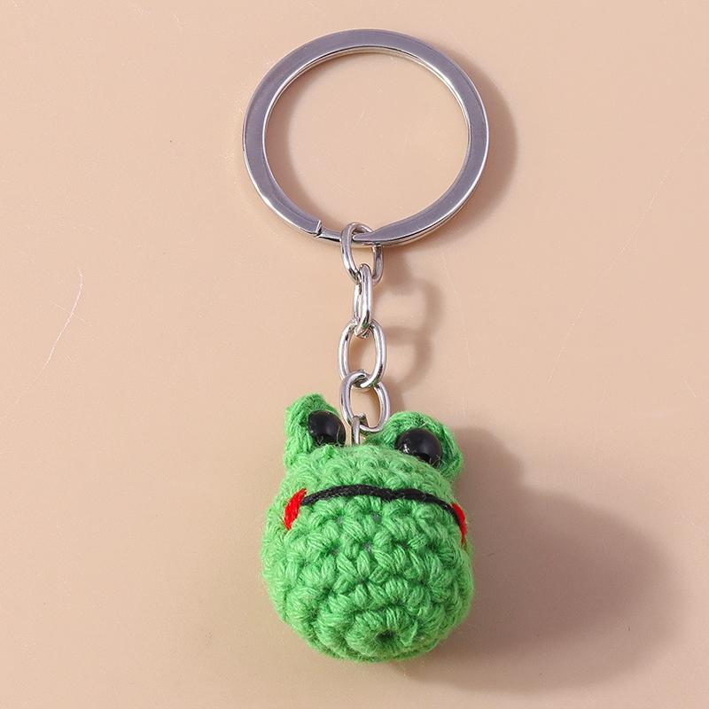 Cute Handmade Knitted Animal Keychain Crocheted Frog Keyring Pendant Key Holder for Women Girls Handbag Charms DIY Jewelry Gifts