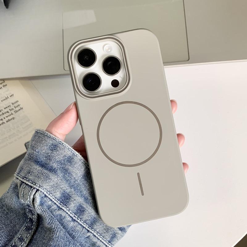 Подходит для Apple 16PROMAX Тонкий круглый магнитный чехол для телефона IPhone 15 Мягкий приятный на ощупь 14 Ударопрочная защитная накладка