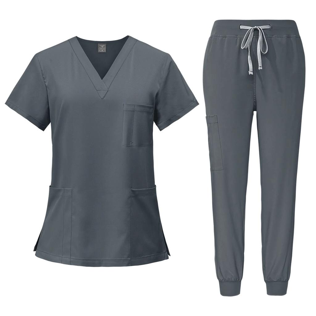 Комплект из топа и брюк-карго из крутой эластичной ткани SCRUBS, женские дышащие халаты, униформа для лаборатории