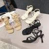 Cross-strap High-heeled Sandals Female 2025 New Square Head Thin-heeled High-heeled Fairy Style Open-toed with High Heels