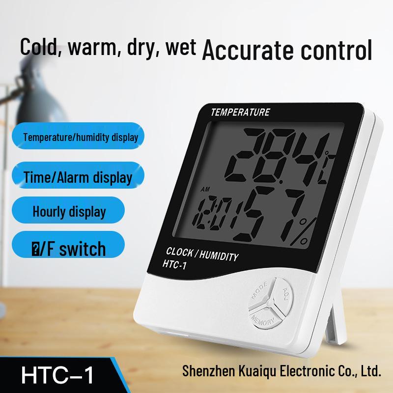 Термогигрометр HTC-2 с выносным датчиком - Цифровой дисплей влажности и температуры для помещения/улицы