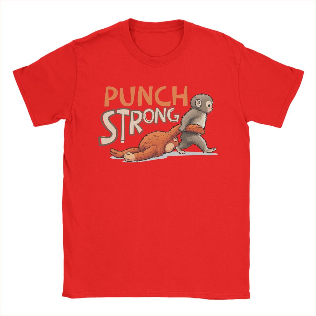 Unisex TShirt Baby Monkey Punch Strong Funny Cotton Tees Short Sleeve  T Shirts Round Collar Clothing Printed