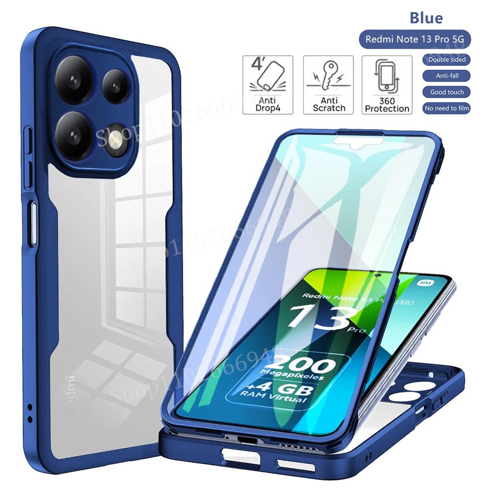 Чехол с полной защитой 360 для Xiaomi Redmi Note 13 14 12 11 10 Pro Plus 4G 5G, противоударный, прозрачный, с полным покрытием передней и задней части корпуса, чехол Carcasa