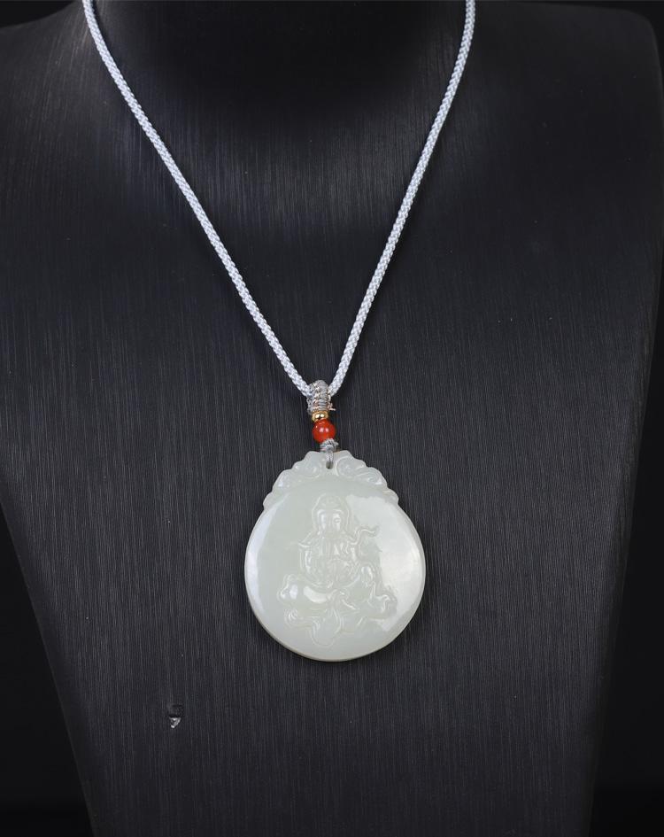 Xinjiang Hotan Jade Jade Guanyin Pendant Men's Jade Necklace Women's Jade Pendant Jade Pendant Birthday Gift for Boyfriend