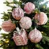 Sequined Pink Christmas Balls 8cm Xmas Tree Pendant Christmas Tree Hanging Ornament  Living Room