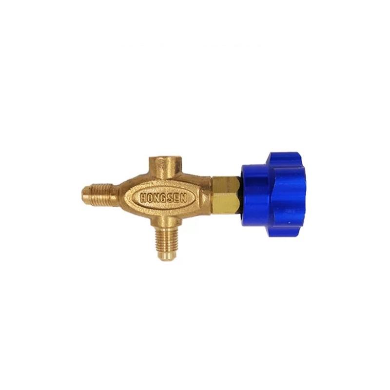 Refrigerant three-way valve, testing valve HS-466N Inch Air Conditioning Refrigerant Pressure Gauge Tool Valve
