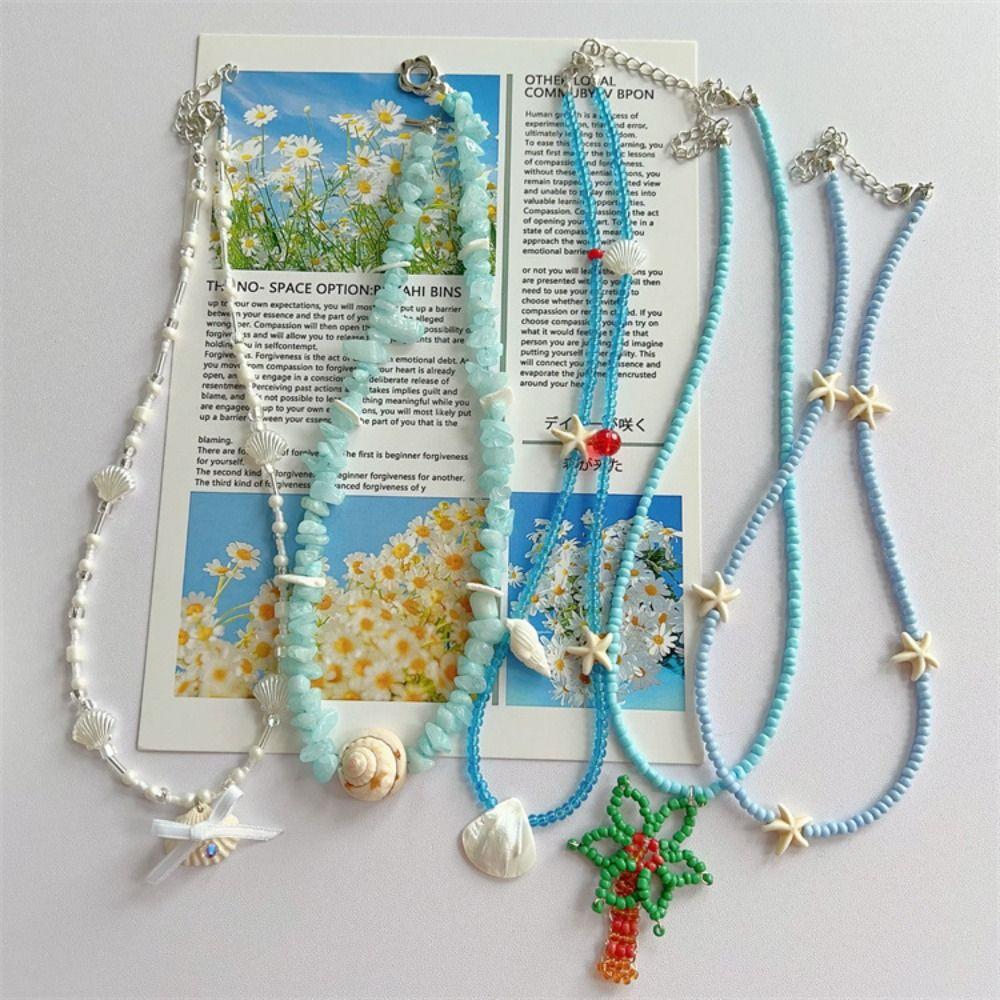 Ожерелье из ракушек с морского пляжа в богемном стиле, цепочка-чокер с богемными бусинами, лето