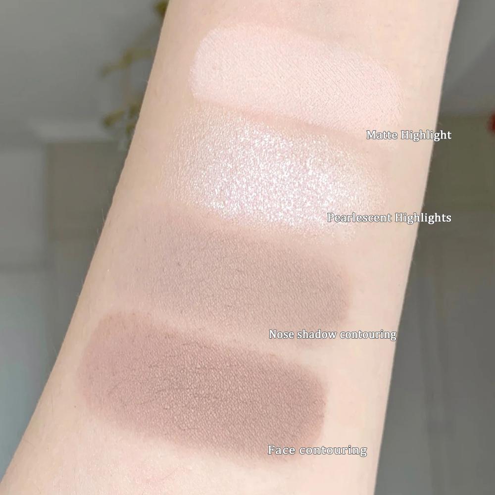 Четырехцветная палитра хайлайтеров для контуринга, осветитель для макияжа, 3D бронзатор, матовая пудра для контуринга, розовые румяна, палитра блеска, косметика