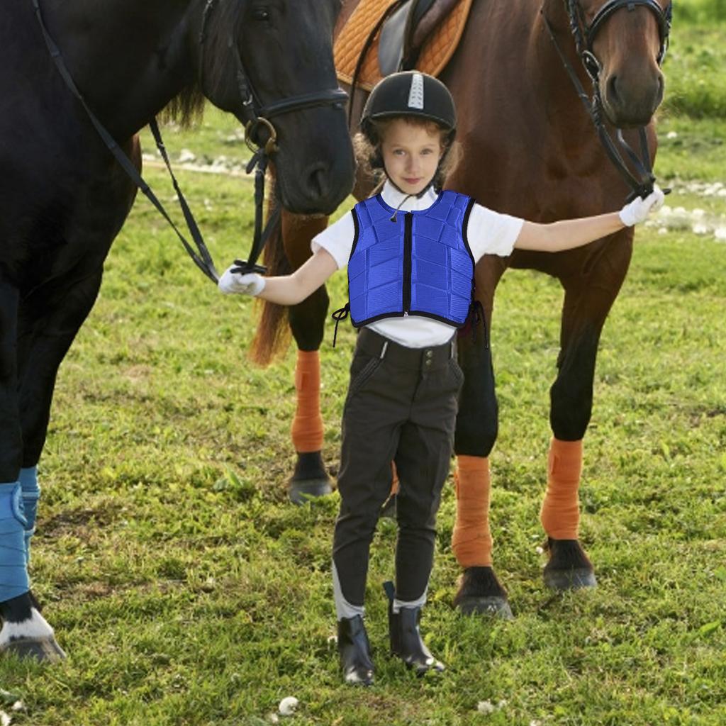 Kids Equestrian Vest Foam Padded Horse Riding Protective Gr Body Protector Blue