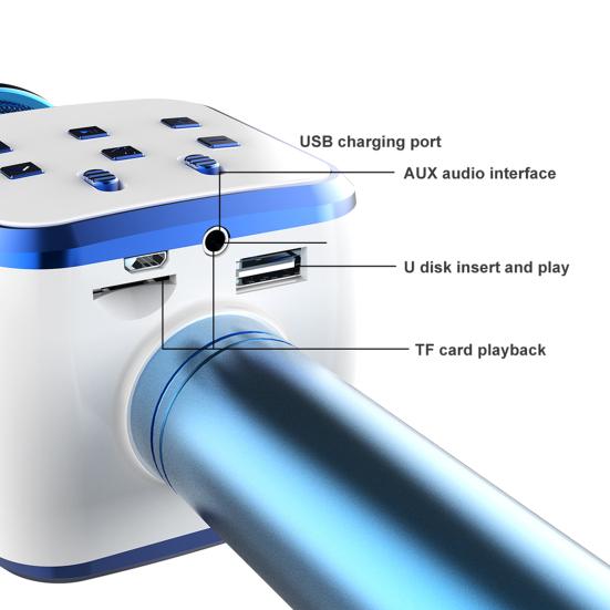 DS878 Беспроводной микрофон Пять режимов звука Поддержка USB-накопителя/TF-карты Металл 4 в 1 Совместимый с Bluetooth Конденсаторный микрофон Музыкальный проигрыватель для мальчиков и девочек