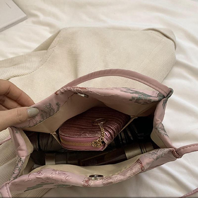 New Chinese Style Retro Bag Silk Jacquard Fashionable Minimalist Bag Shoulder Diagonal Cross Women's Shopper Totes AVE