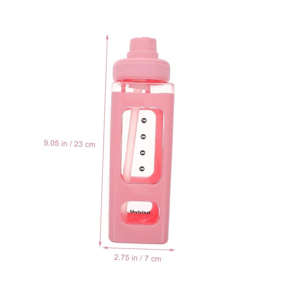 700ml Kawaii Water Bottle for Girls,Cute Kids Water Bottles with Straw 3D Sticker Drinking Bottle Portable Leak Proof Water Jug
