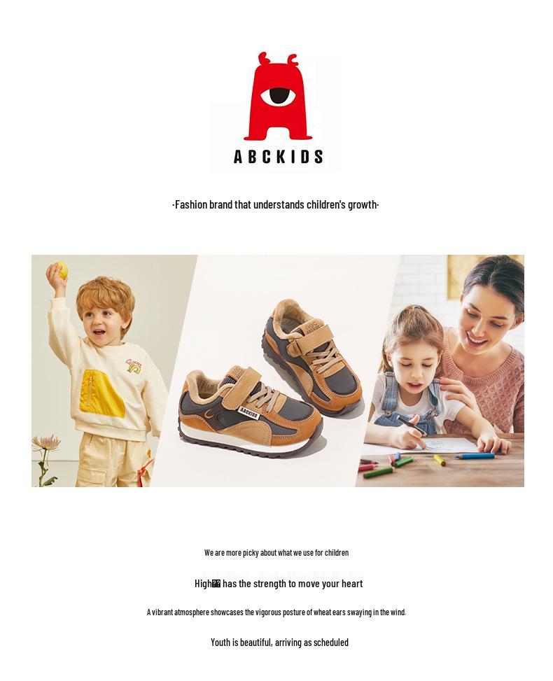 Abckids 2025 Зимние повседневные детские спортивные ботинки с плюшем, теплые