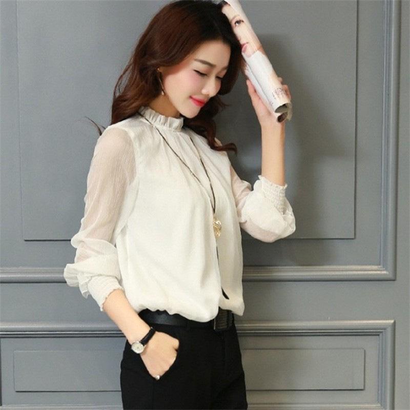 Блузка из шифона большого размера - Женский топ с сетчатыми оборками, длинным рукавом, легкий, для защиты от солнца, весна/осень 2025