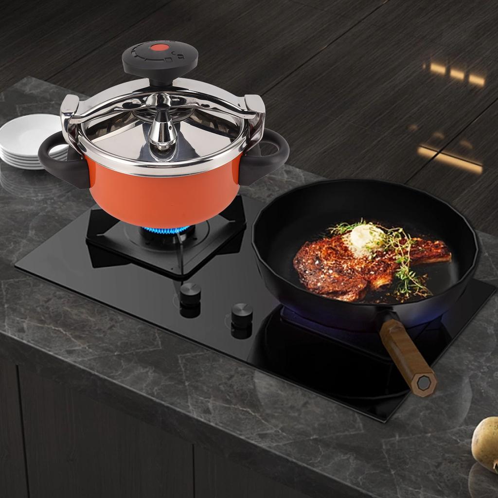 2L Pressure Cooker Stainless Steel Canner Double Bottom Pressure Cooker for Gas Stoves Induction Stoves