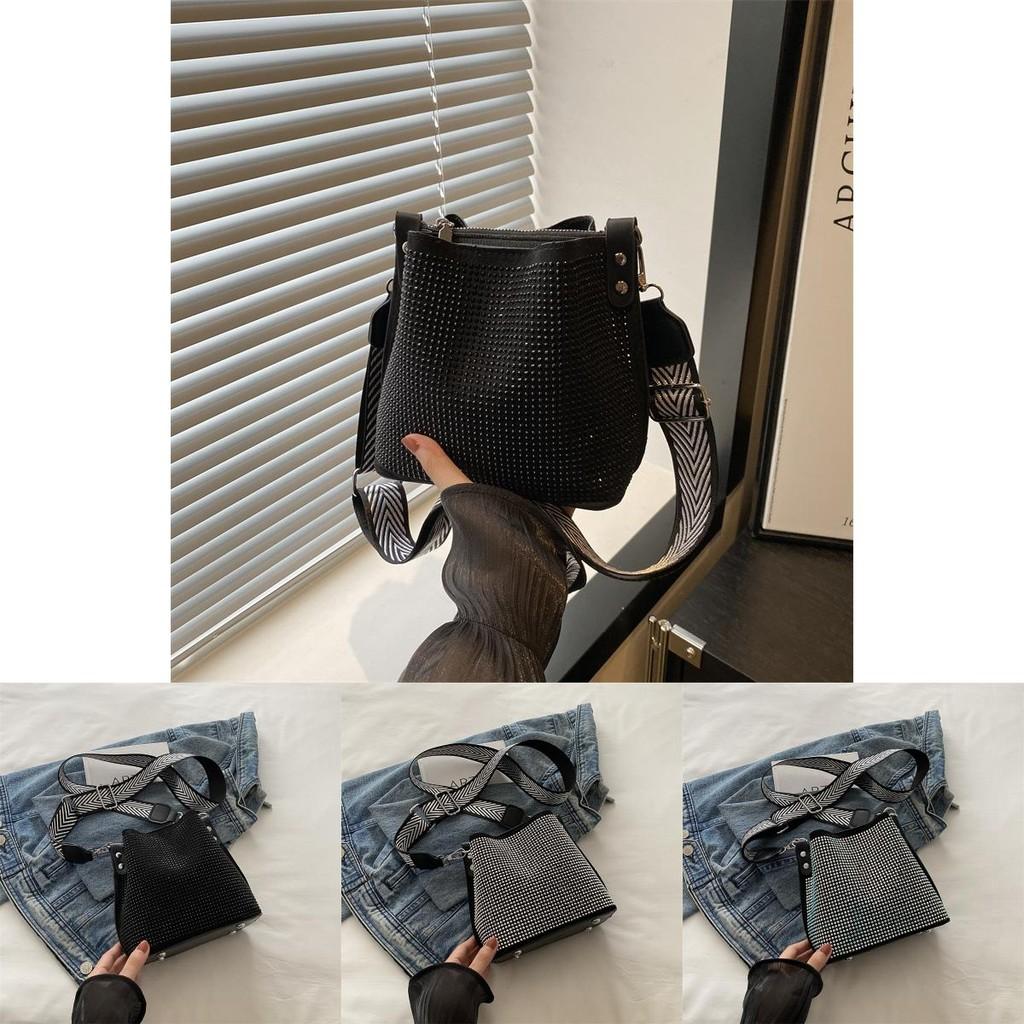 Stylish Fall Bucket Bag Unique Design Chic Shoulder Crossbody Handbag In Black Silver Colorful Options